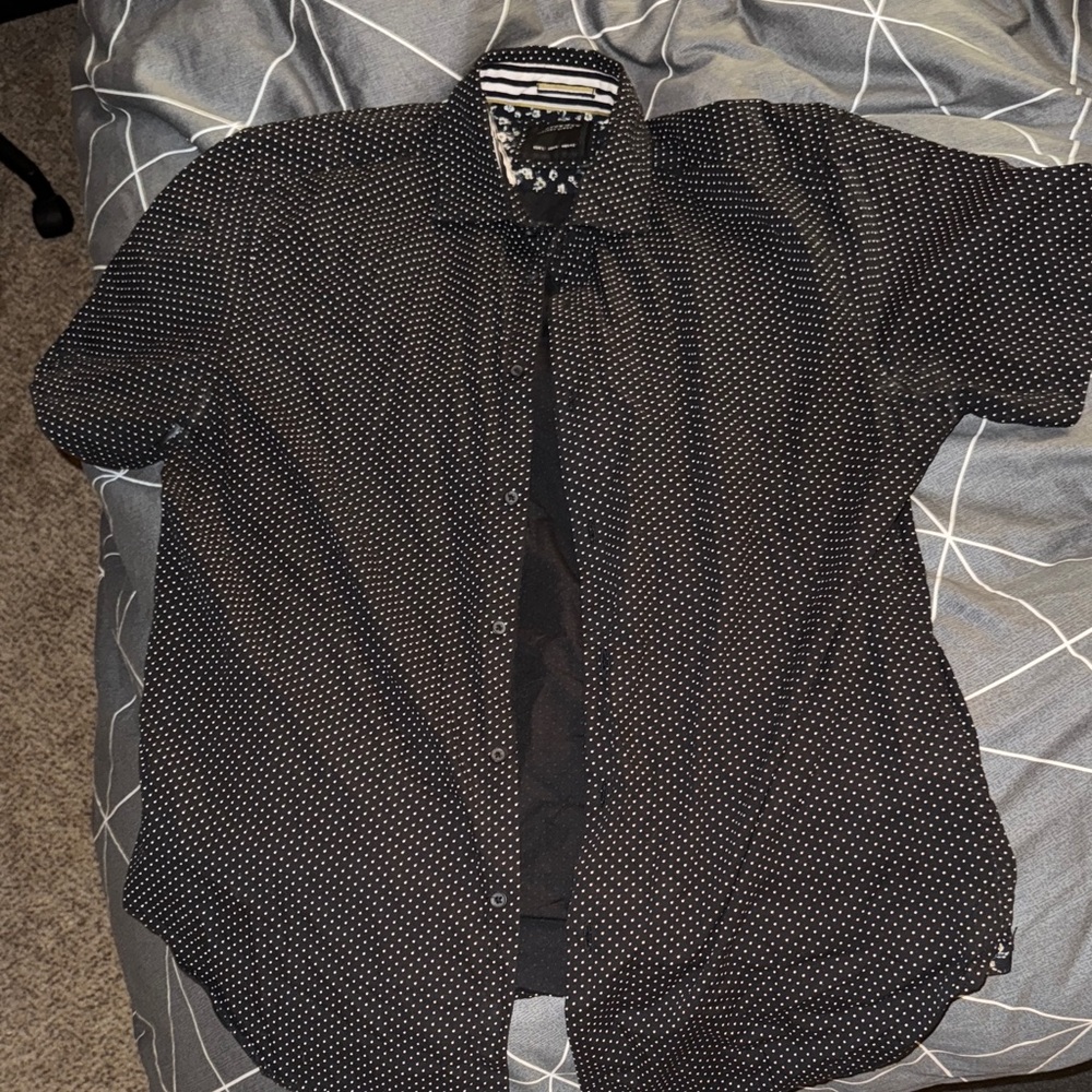 Classic Black and White Polka Dot Men's Shirt